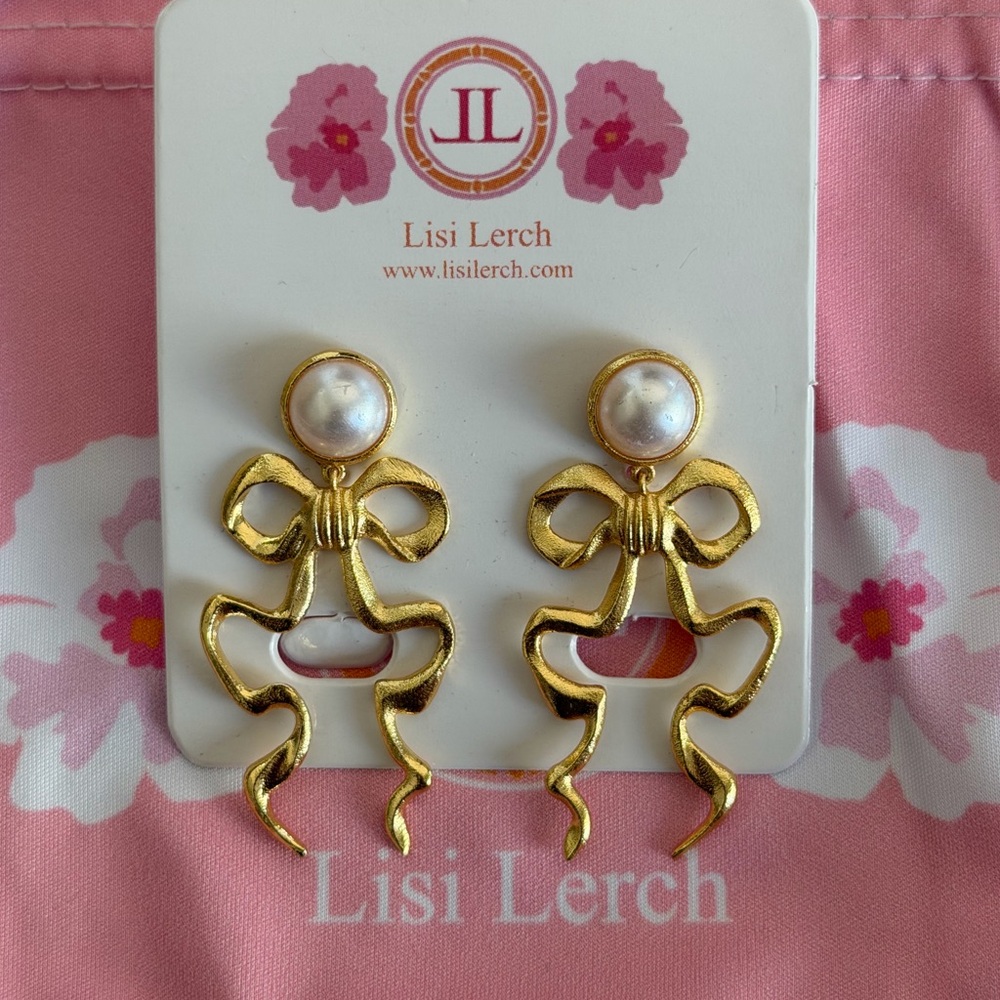 Lisi Lerch Annabelle Gold Metal Bow Earrings - Picture 5 of 8